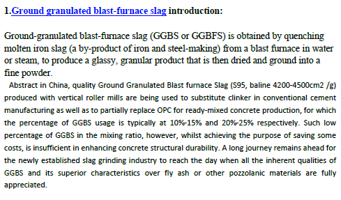Application and Development of GGBS production line in China